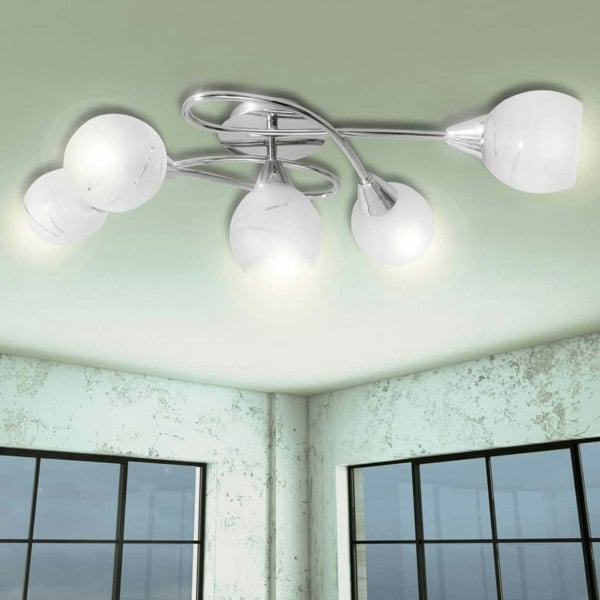Berkfield Ceiling Lamp with Glass Shades for 5 E14 Bulbs