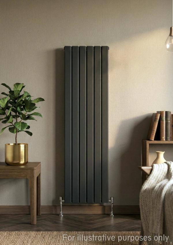 MYHOMEWARE 305mm x 1800mm Double Aluminium Panel Radiator in Anthracite Grey - Model Mira - Wall-mounted