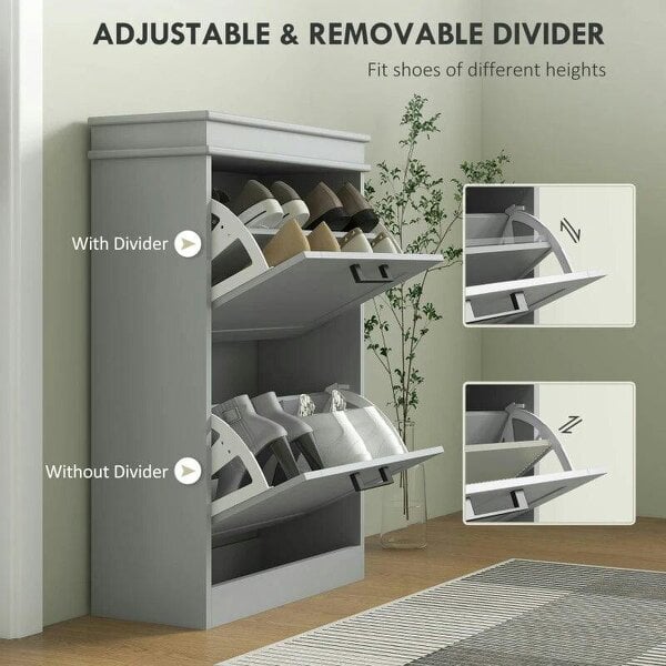 Bobobiy Two-Drawer Minimalistic 10-Shoe Cabinet - Grey
