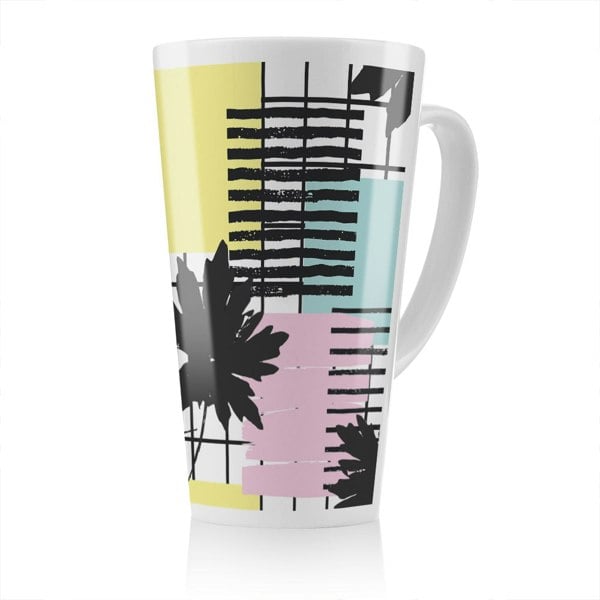 Benjamin Tate Design Geometric Shape & Leaf Print Latte Mug