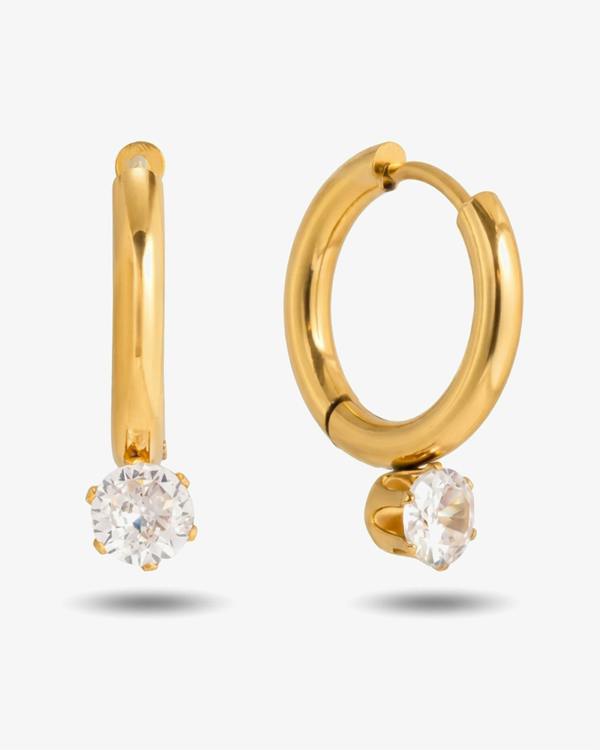 Elk & Bloom 14k Gold Gemstone Droplet Huggie Hoops