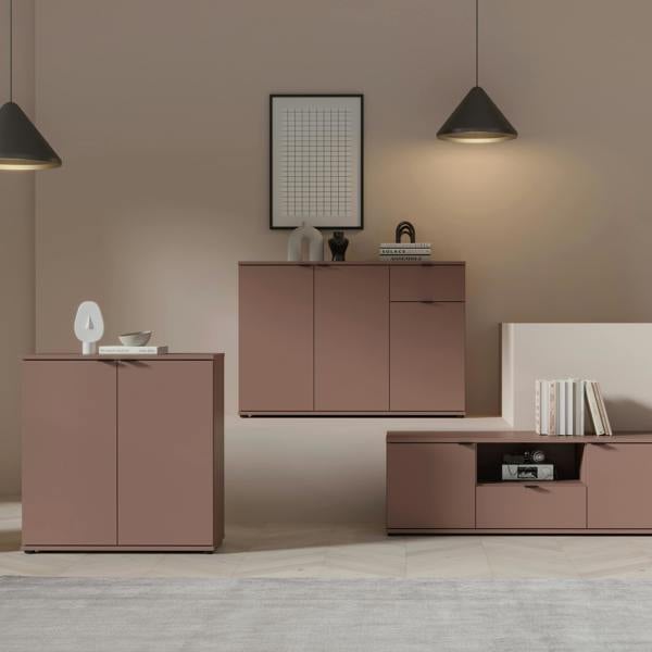 Furniture To Go Ganymede Wide 3 Door Cupboard with Drawer in Terracotta