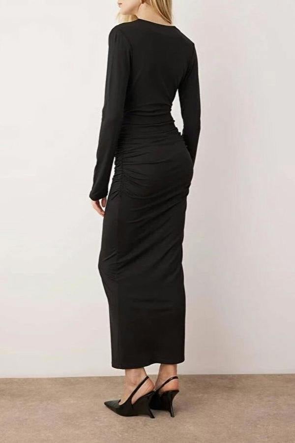 WOVCOR Belted Knit Modal Evening Dress