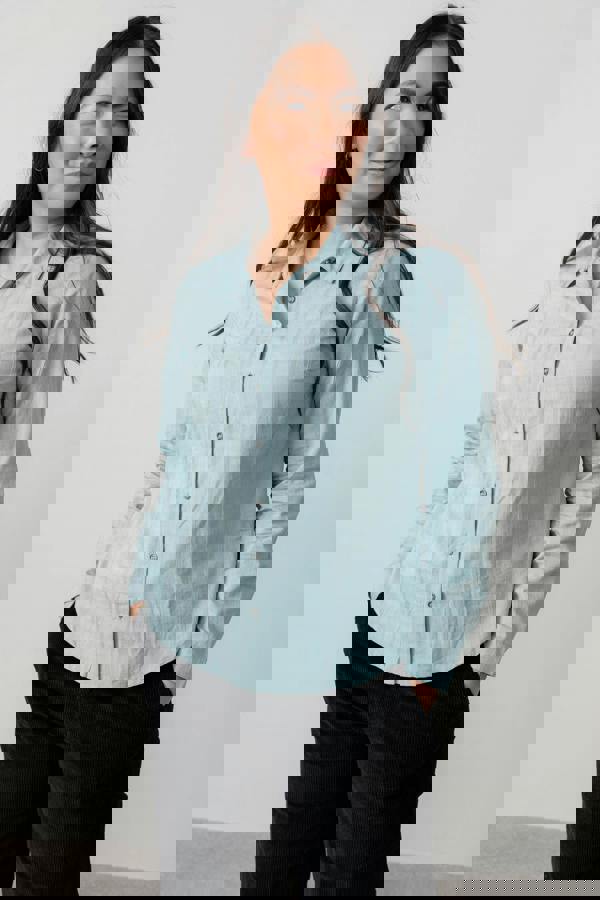 Lily & Me Patsy Organic Cotton Check Shirt Ice Blue