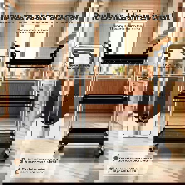 Levede Tool Trolley 3 Tier Rolling Storage Cart Multi-functional Workplace Black