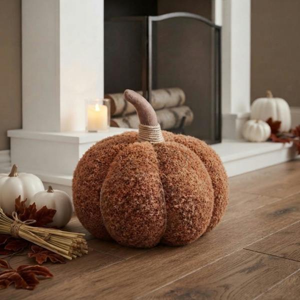 Garden Greatness XL Plush Textured Chestnut Pumpkin Decoration
