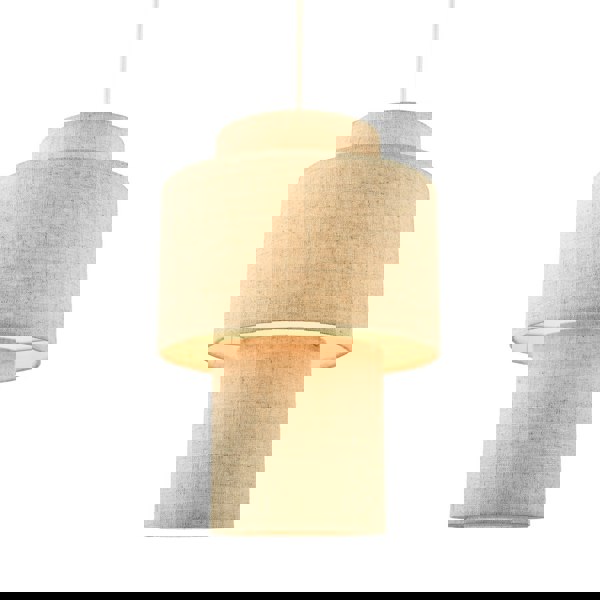 Happy Homewares Designer Natural Oatmeal Beige Linen Triple Level Pendant Light Shade