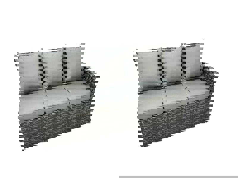 Fimous High Back Rattan Corner Sofa Set Oblong Coffee Table Outdoor Furniture dark Grey Left Option With Extra Chair