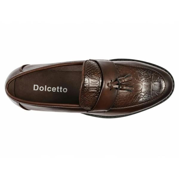 Dolcetto Men's Brown Vegan Leather Slip-On Tassel Loafers