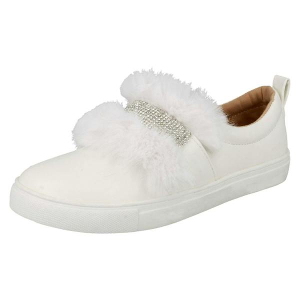 Spot On Girls Spot On Diamante Strap Fur Trim Shoes