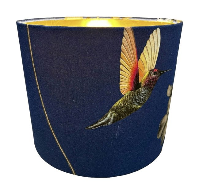 Lampshades By Hannah Hummingbird Navy and Gold Lampshade