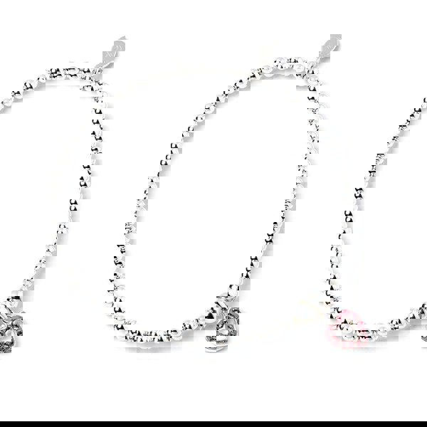 Pink Crystal Heart on Silver Ball Bead Bracelet - MYLEE London