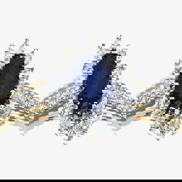 T. H. Baker 9ct Yellow Gold Sapphire 0.10ct Diamond Cluster Ring PR04767y SA