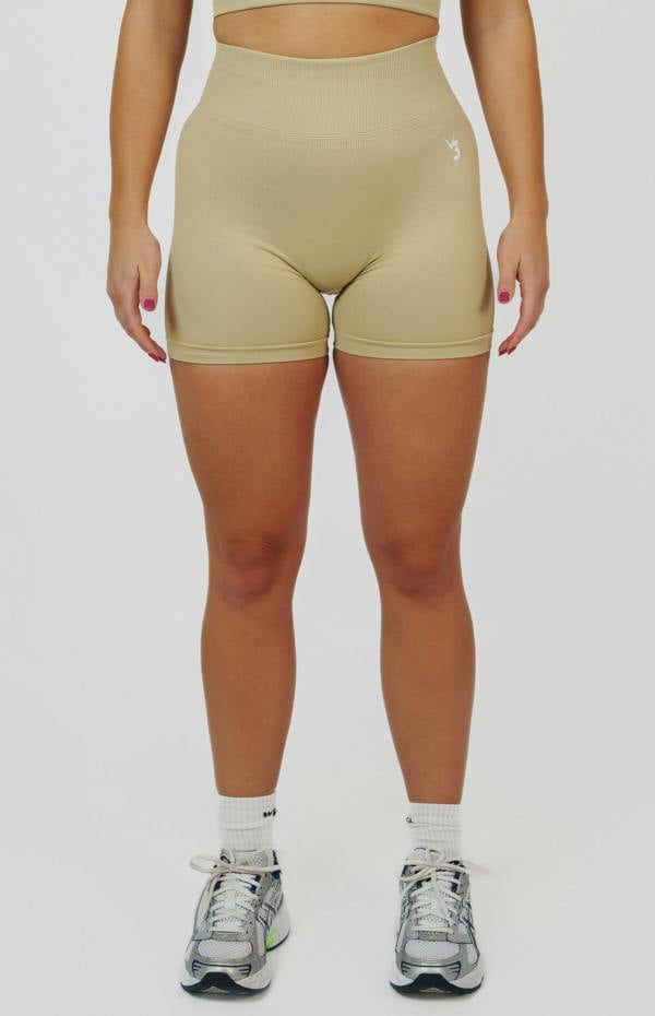 V3 Apparel Form Seamless Scrunch Sports Bra, Leggings & Shorts Set - Light Camel