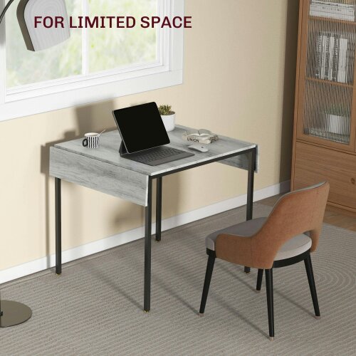 Wyld Haus Maretti Wooden Grey Drop Leaf Dining Table Seating 4