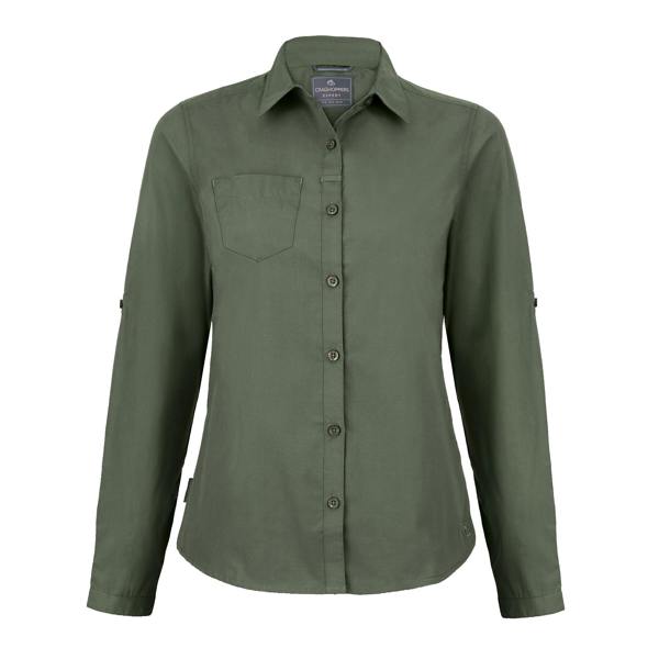Craghoppers Womens/Ladies Expert Kiwi Long-Sleeved Shirt - Cedar Green - 