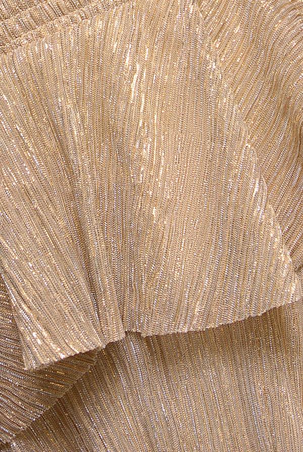 Crinkle Lurex High Low Layered Midi Dress - Champagne DR3655QZ