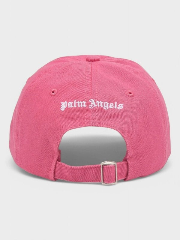 Palm Angels Embroidered Gothic Intarsia Logo Strap - Back Cap Pink/White - Supplied FashionPALM ANGELS