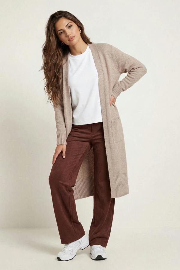 Urban Bliss Mink Longline Wool-Blend Cardigan