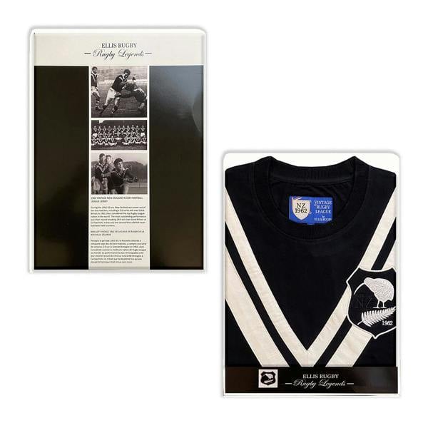 Ellis Rugby New Zealand Rugby League T-Shirt Black Vintage Style