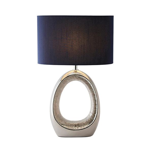 Dott Chrome Ceramic Table Lamp with Blue Shade
