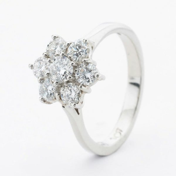 T. H. Baker Platinum 1.00ct Multi Cut Diamond Daisy Cluster Ring KDC100P/81119C