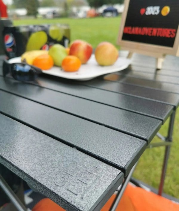 A closeup image of the table being used for lunch.