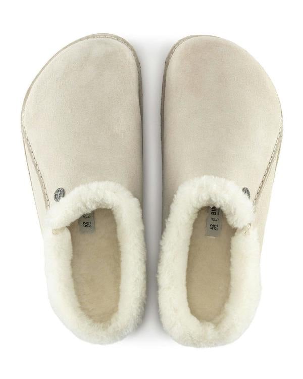 Birkenstock Zermatt Premium Shearling Suede Womens Clogs - Antique White