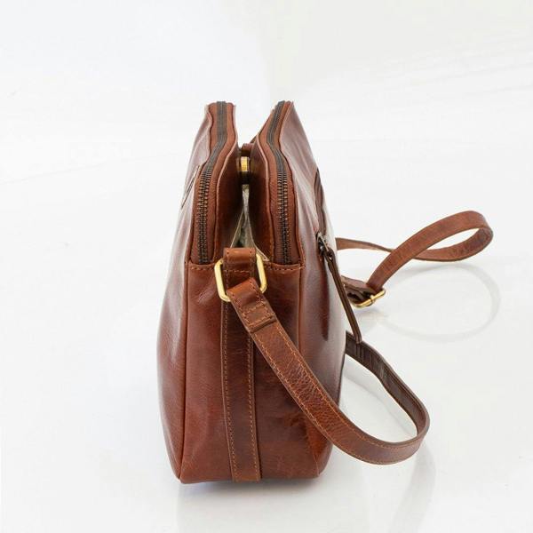 PRIMEHIDE Orion Leather Handbag Double Zipper