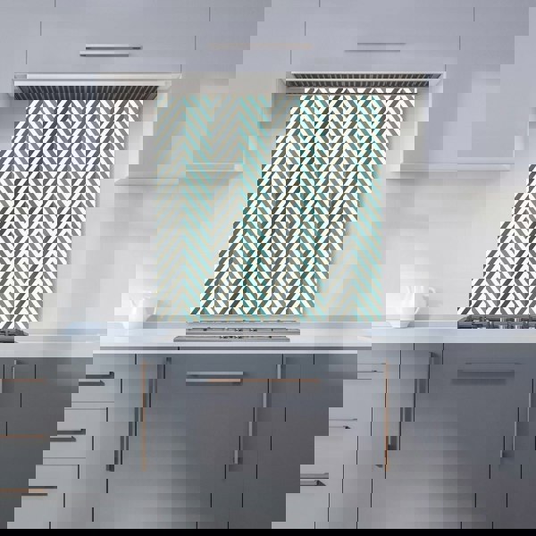 Warren Reed - Designer Geometric Herringbone Chevron Blues Kitchen Splashback