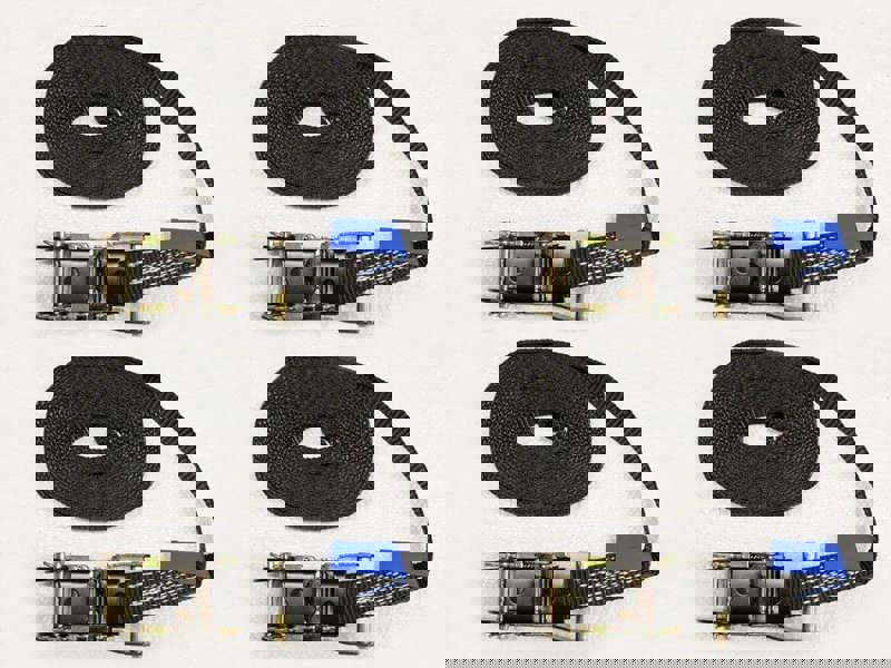 x4 Black 25MM 5M 1.5 Ton Endless Ratchet Straps - 1500KG Metre Tie Down Lashing