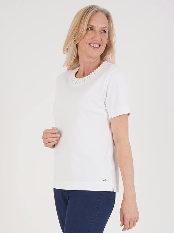 TIGI Lattice Neckline Detail Top