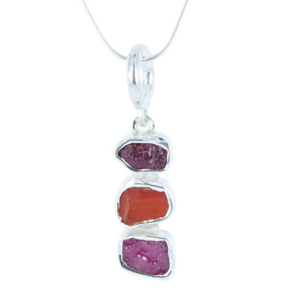 Rough Red Ruby Stone Necklace in Sterling Silver - Reeves & Reeves