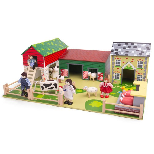 Tidlo Wooden Oldfield Farm Playset Including Barn, House And Animal Shed