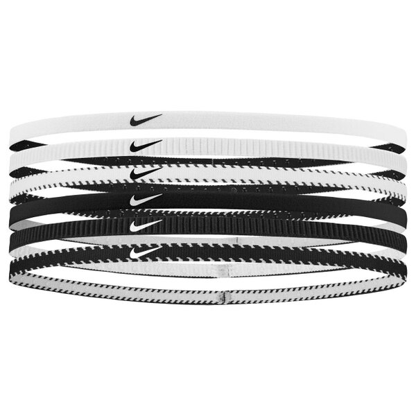 Nike Classic Flexible Slim Hairband (Pack of 6) - Black/White