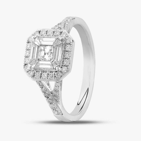 T. H. Baker 18ct White Gold 0.74ct Multi-Cut Cluster Ring 71941R001 18KW