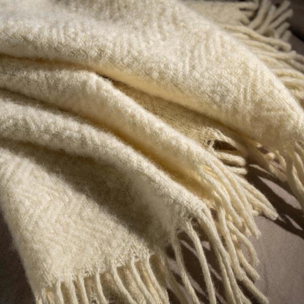 Soak&Sleep Cream Pure Wool Textured Throw
