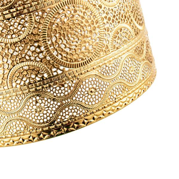 Ornate Moroccan Designed Polished Gold Metal Pendant Lighting Shade Image 8
