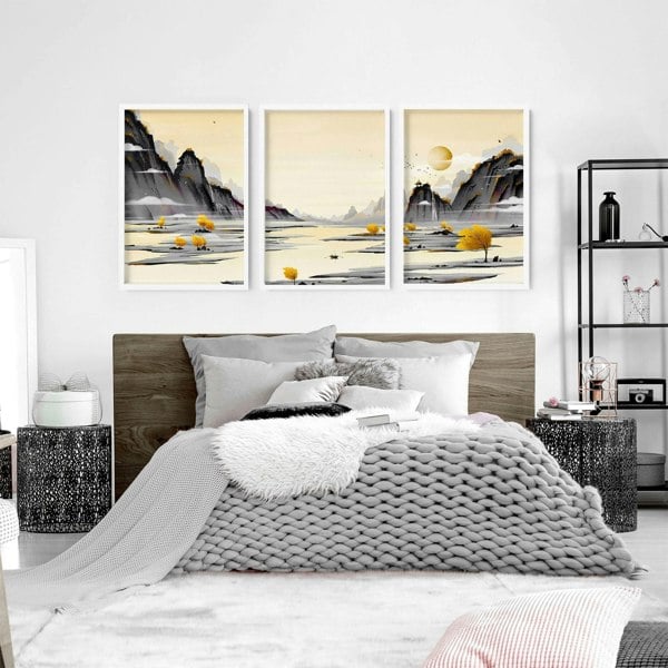 Art prints Japanese for bedroom | set of 3 wall art prints