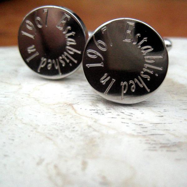 Personalised Edge Round Cufflinks - Birthday