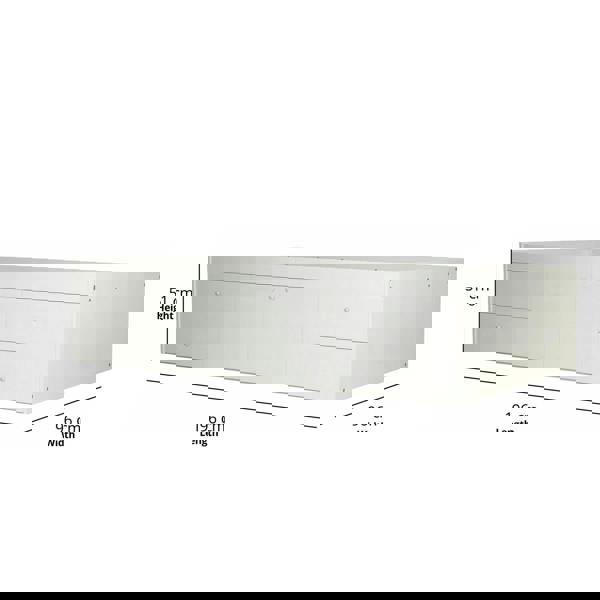 Dimensions of the white bed frame.