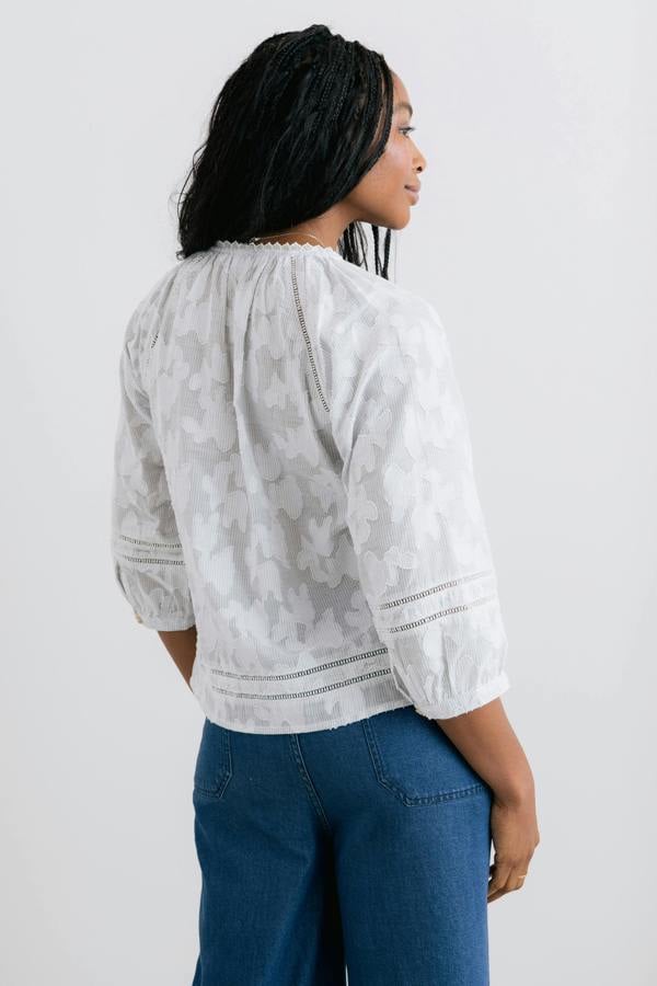 Lily & Me Zoe Cotton Jacquard Blouse Laurel