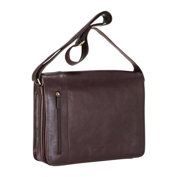 Infinity Leather Genuine Leather Laptop Satchel Messenger Shoulder Bag - Astor
