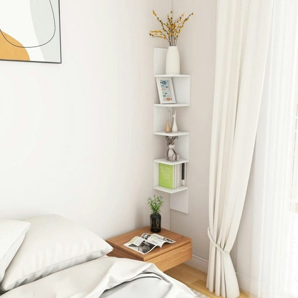 Berkfield Wall Corner Shelf White 20x20x127.5 cm Engineered Wood