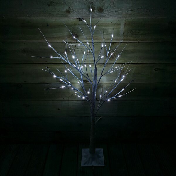 Samuel Alexander 1.2m (4ft) Indoor Outdoor Christmas Lit Birch Tree with 48 Ice White LEDs