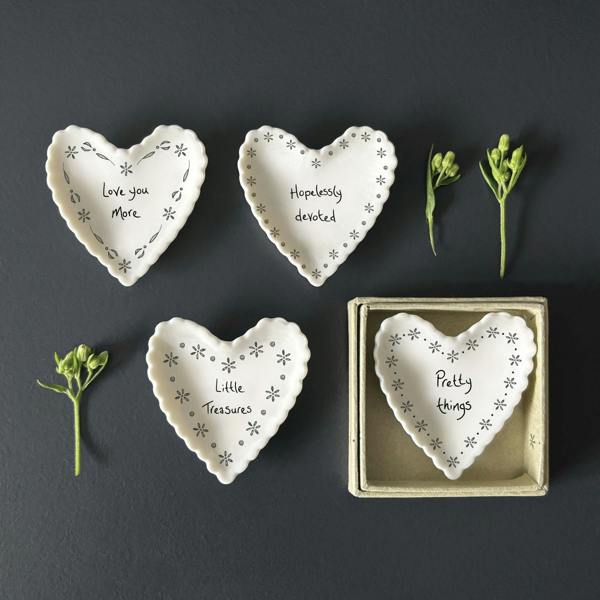Small Heart Porcelain Dish “Love You More” – Scalloped Trinket Dish