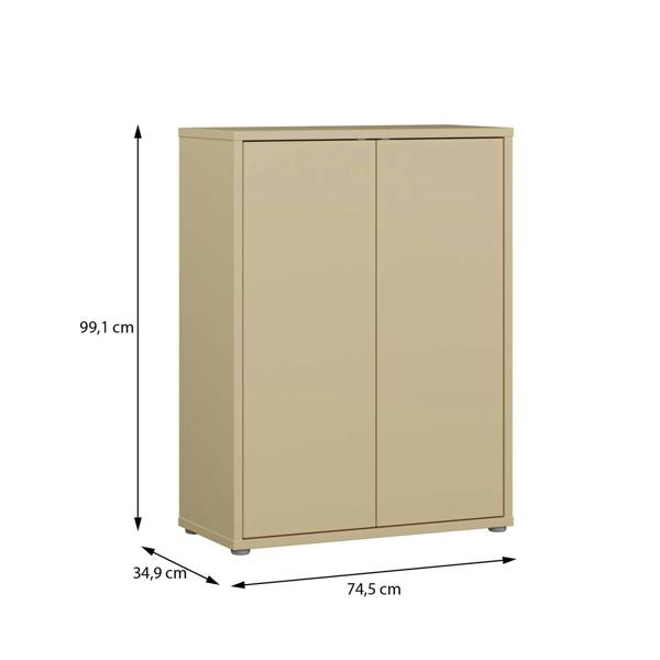 Furniture To Go Alice Springs Shoe Cabinet with 2 Doors Push-to-Open in Butter Yellow
