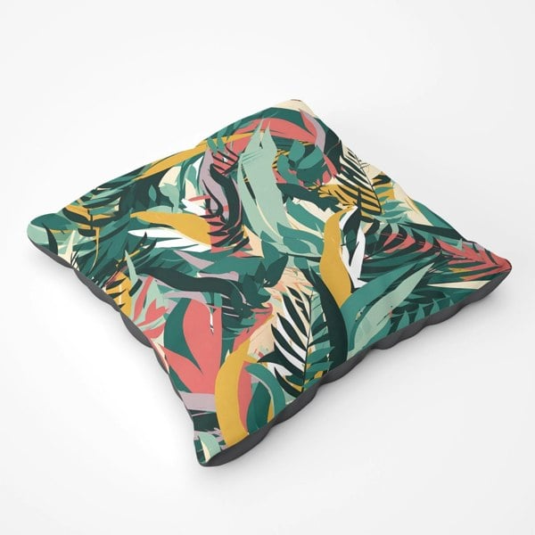 Warren Reed Coloured Tropical Leaves Floor Cushion