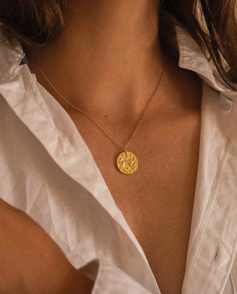 14K Gold Bull Coin Necklace - Necklaces - Elk & Bloom