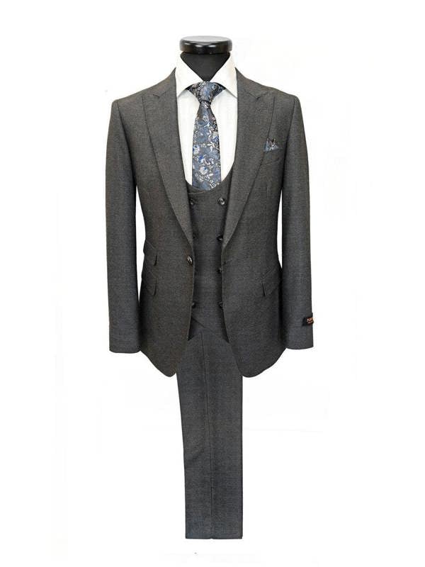 Dark Grey Birdseye 3-Piece Suit